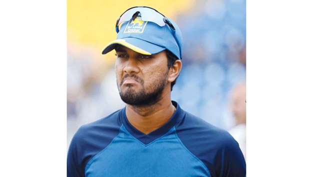 File picture of Sri Lankau2019s captain Dinesh Chandimal reacting after losing the final Test match and the series against India.