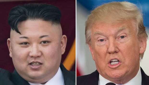 North Korean dictator Kim Jong-un. RIGHT: US President Donald Trump