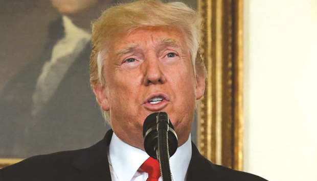 US President Donald Trump at a press conference in Washington yesterday. Trumpu2019s administration has been considering punitive tariffs against a range of Chinese goods but it has held off on taking action after Beijing backed tougher United Nations  Security Council sanctions against North Korea earlier this month.