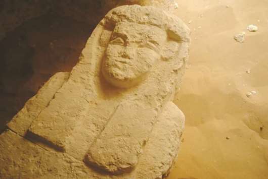An Egyptian Antiquities Ministry handout picture of a sarcophagus, which was in one of three tombs that were discovered at cemetery dating back about 2,000 years, in the Al-Kamin al-Sahrawi area in Minya province, south of Cairo.