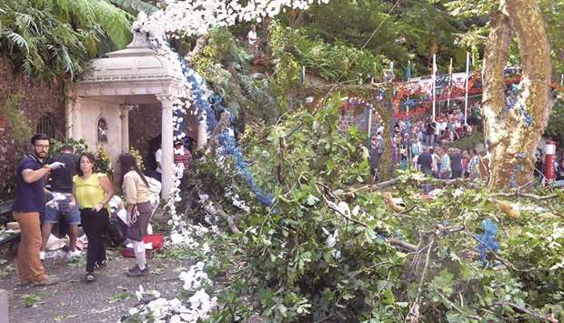 The area affected by the falling tree that killed 12 people in Funchal.