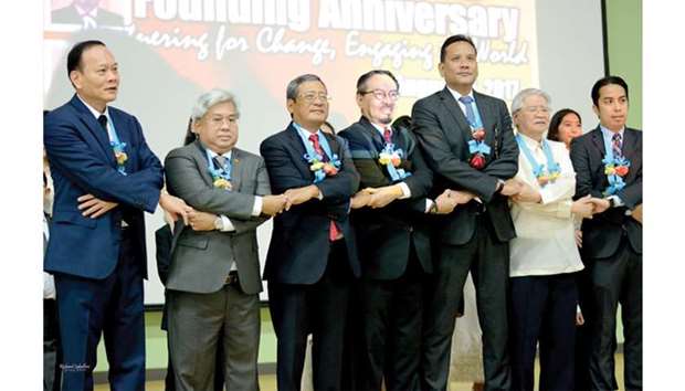 Asean ambassadors lead the 50th Asean founding anniversary celebration at PSD yesterday.