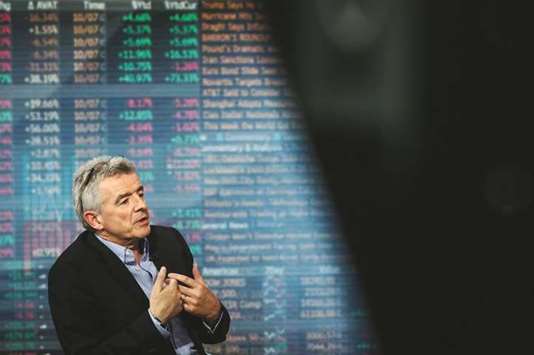 Michael Ou2019Leary, CEO of Ryanair Holdings, speaks during a Bloomberg Television interview in New York. Ryanair has already filed a complaint with German and EU competition authorities over the insolvency process, which it describes as a u201cconspiracyu201d because it believes that Lufthansa will gain a bigger share of the German market. u201cAll this is down to prevent Ryanair growing in Germany, but it wonu2019t stop us,u201d Michael Ou2019Leary says.