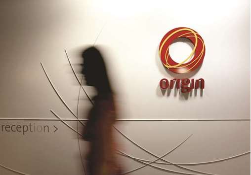The logo of Origin Energy is displayed in their office in Sydney. Origin Energy has sent executives to the US to study and replicate the shale sectoru2019s ability there to thrive even as oil struggles to top $50 a barrel, CEO Frank Calabria said yesterday.