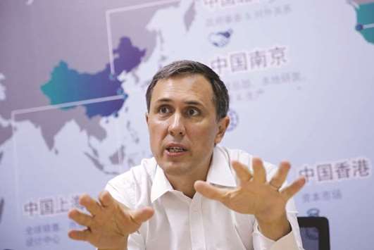 President and co-founder of Future Mobility Daniel Kirchert speaks during an interview in Beijing. The company plans to launch the sport-utility vehicle by the fourth quarter of 2019 and another two u2013 a sedan and a 7-seater multi-purpose vehicle u2013 by 2022, he said.
