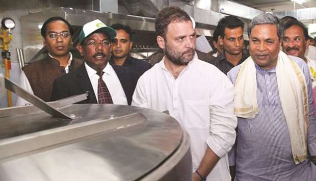 Congress vice president Rahul Gandhi inaugurates the Indira Canteen in Bengaluru yesterday.