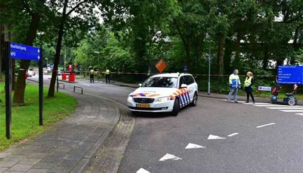 Police secure the area near the NPO 3FM building in Hilversum on Thursday.
