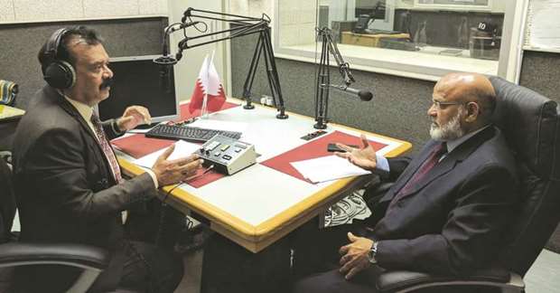 Sarfraz Khanzada speaking during Haqeeqat radio show yesterday.