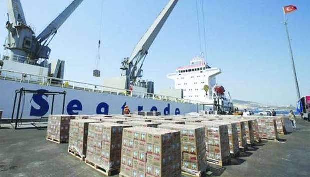 The second Turkish ship loaded with food items is to reach Qatar before Eid al-Adha. Picture: Anadolu Agency