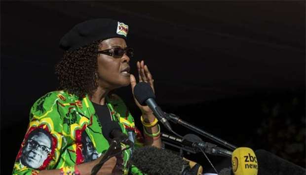 Zimbabwe first lady Grace Mugabe addressing a rally Marondera in June this year.