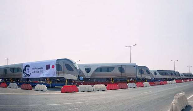 The first batch of the four Doha Metro trains at Hamad Port.