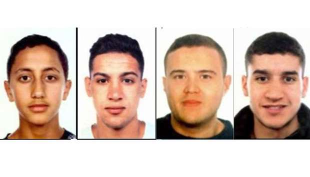 Four suspects of the Barcelona and Cambrils attacks, (from L) Moussa Oukabir, Said Aallaa, Mohamed Hychami and Younes Abouyaaqoub