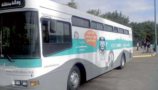 A public transport bus operated by M'Dina Bus company