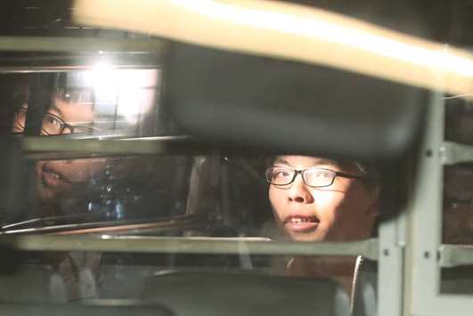 Hong Kong student leader Joshua Wong in custody.