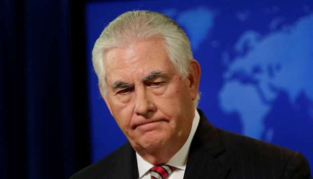 US Secretary of State Rex Tillerson holds a press briefing at the State Department in Washington.