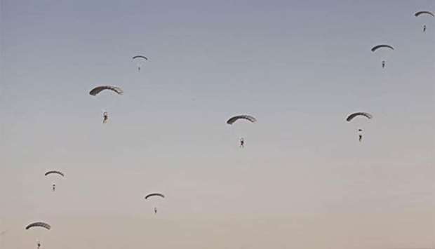 File picture shows paratroopers taking part in a military exercise.