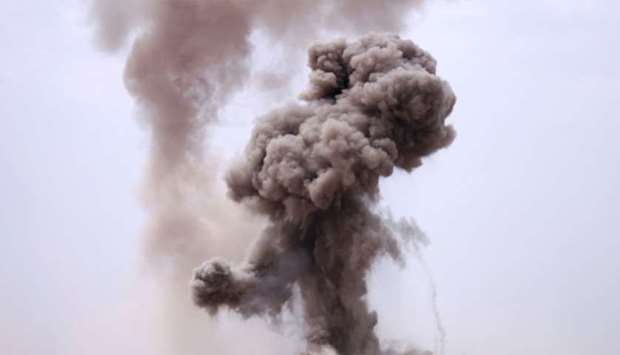 Smoke billows in  Yemen after airstrikes