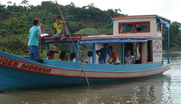 A boat that transports students at Xingu River, Par?. File picture