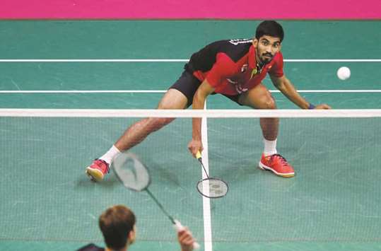 Indiau2019s Srikanth Kidambi in action against Franceu2019s Lucas Corvee during their match at the Badminton World Championships in Glasgow yesterday. (Reuters)