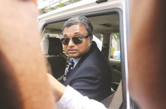 Karti Chidambaram, son of former finance minister P Chidambaram, arrives at the CBI office in New Delhi yesterday.