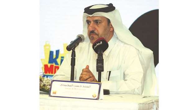 Director of the Media and Communication Department at the Ministry of Education and Higher Education Hassan al-Mohammadi at the press conference yesterday.