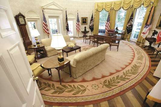 The Oval Office of the White House is seen after a renovation.