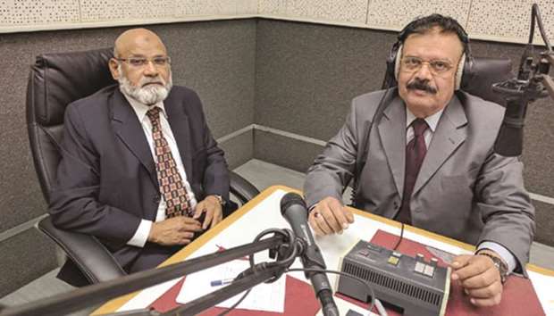 Mohamed Sarfaraz Khanzada (left) was a guest on the live radio show Haqeeqat on Qatar Urdu Radio yesterday.