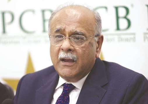 Pakistan Cricket Board chairman Najam Sethi speaks during a press conference in Lahore yesterday. (AFP)