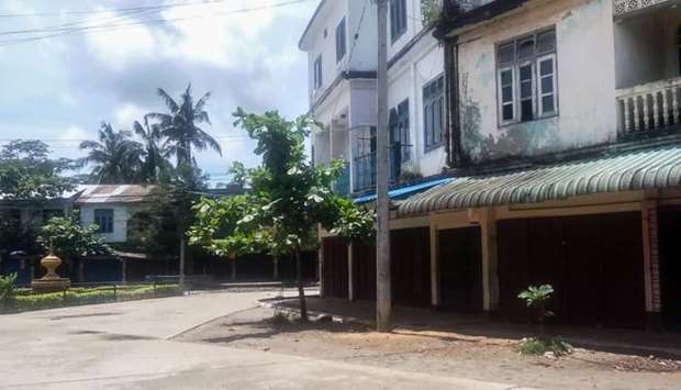 An empty street of Maungdaw township, in Myanmaru2019s northern Rakhine state on August 25, 2017 after residents were told to stay in their homes by authorities after an attack by the extremists