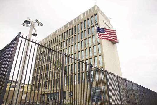 An exterior view of the US embassy in Havana.
