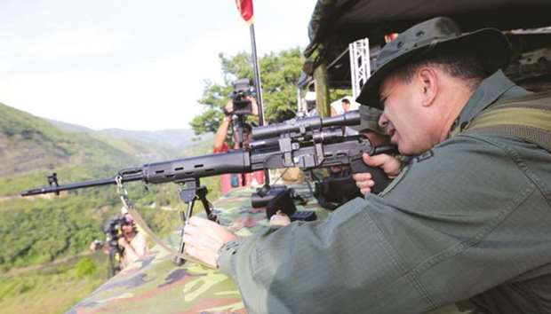 Venezuelau2019s Defense Minister Vladimir Padrino Lopez during military exercises in Caracas, Venezuela.