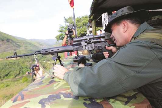 Venezuelau2019s Defense Minister Vladimir Padrino Lopez during military exercises in Caracas, Venezuela.