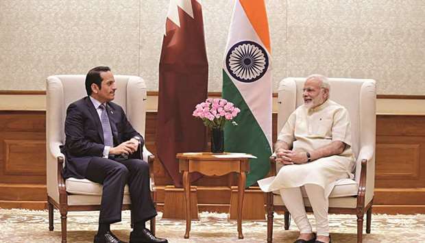 Qataru2019s Foreign Minister HE Sheikh Mohamed bin Abdulrahman al-Thani called on Indian Prime Minister Narendra Modi in New Delhi yesterday to deliver a message from His Highness the Emir Sheikh Tamim bin Hamad al-Thani.