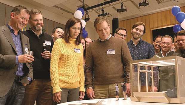A scene from Downsizing. The film imagines what might happen if, as a solution to over-population, Norwegian scientists discover how to shrink humans to five inches tall and propose a 200-year global transition from big to small.
