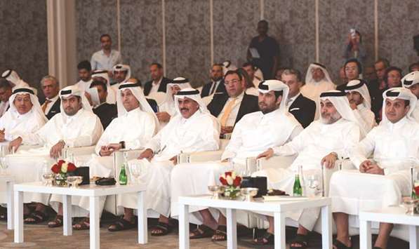 HE the Qatar Central Bank Governor Sheikh Abdullah bin Saud al-Thani is joined by Barwa Bank Group chairman and managing partner Sheikh Mohamed bin Hamad bin Jassim al-Thani and other dignitaries during the launch ceremony of the new u2018Al Majdu2019 campaign held yesterday. PICTURE: Noushad Thekkayil