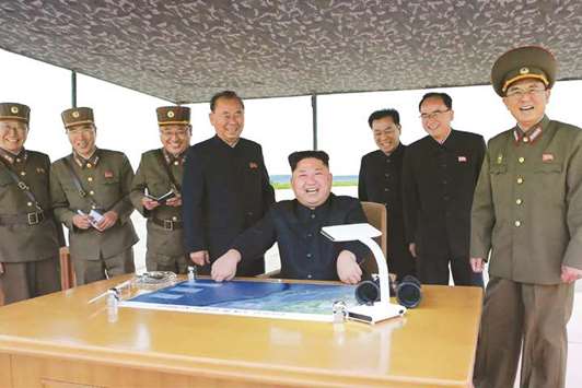 Kim Jong-un watching the launch of Hwasong-12 at an undisclosed location near Pyongyang.