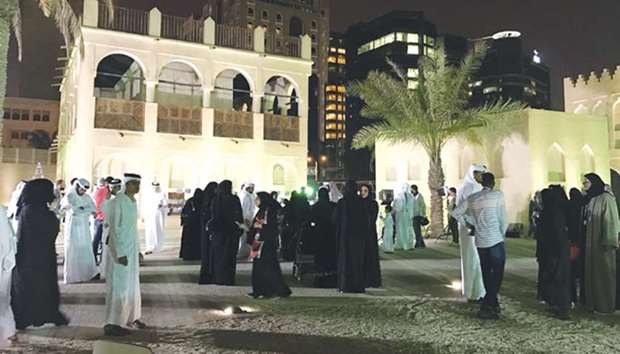 Families from across Qatar at the National Museumu2019s courtyard, in front of the Old Palace.