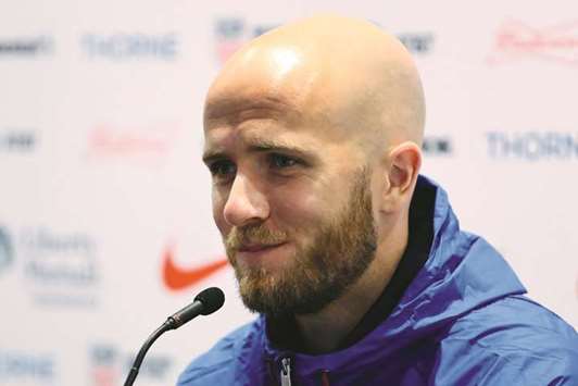 US captain Michael Bradley speaks at a press conference in New York City. (AFP)
