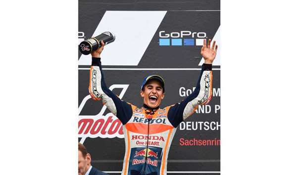 Repsol Hondau2019s Spanish rider Marc Marquez had won the German GP before the summer break. (AFP)