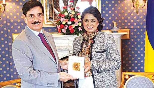 Mauritius President Ameenah Gurib with HE Dr Hamad bin Abdulaziz al-Kuwari, the Adviser at the Emiri Diwan and Qataru2019s candidate for director-general at the United Nations Educational, Scientific and Cultural Organisation (Unesco) in Port Louis.