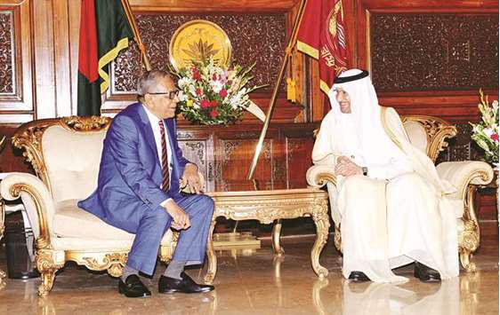President Abdul Hamid exchanging views with visiting OIC secretary general Dr Yousef bin Ahmad al-Othaimeen at the Presidentu2019s Secretariat in Dhaka.