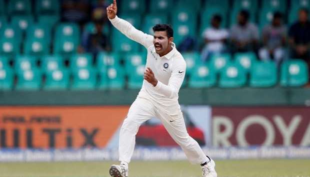 India's Ravindra Jadeja in action during the fourth day of the second Test match between Sri Lanka and India at the Sinhalese Sports Club (SSC) Ground in Colombo.