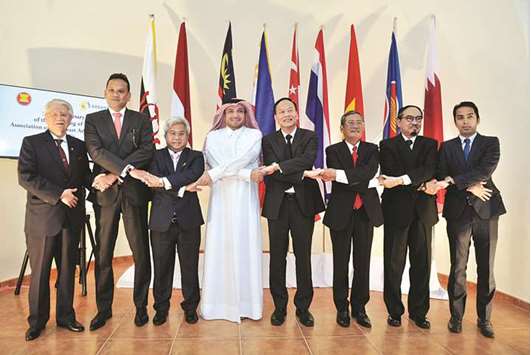Asean ambassadors with Qataru2019s Ministry of Foreign Affairsu2019 Chief of Protocol Ibrahim Yousif Abdullah Fakhro at the event. PICTURE: Shemeer Rasheed