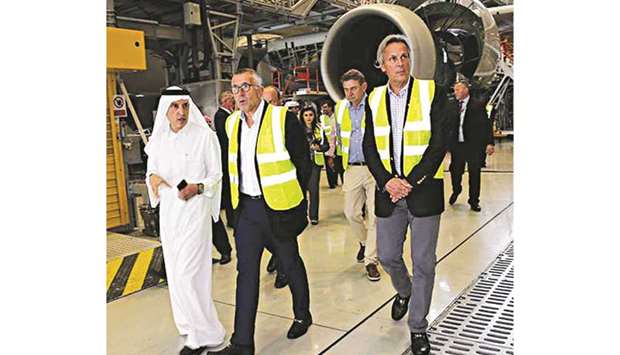 Al-Baker hosts LATAMu2019s chairman and CEO at a Qatar Airways facility in Doha.