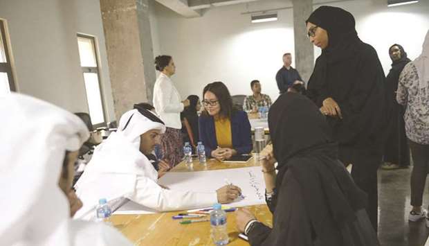 Students from various schools in Doha take part in the Youth Summer Residency programme at the Fire Station.