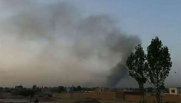 A screen grab shows smoke rising into the air after Taliban militants launched an attack on the Afghan provincial capital Ghazni on Friday.
