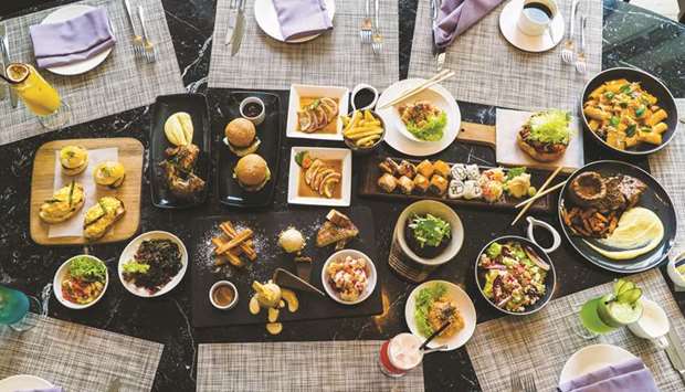 The brunch spread at Opal Restaurant of The St Regis Doha.