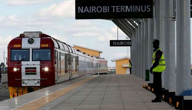 Train arrives on the outskirts of Kenya's capital Nairobi