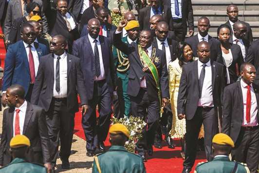 Zimbabwe President Emmerson Mnangagwa attends Heroes Day commemorations held at the National Heroes Acre in Harare yesterday.