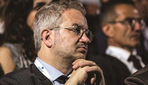 Claudio Borghi, economic adviser for the League, listens during the annual meeting of the Confcommercio retail association in Rome on June 7. u201cEither the ECB offers a guarantee or the euro will be dismantled,u201d Borghi said yesterday.
